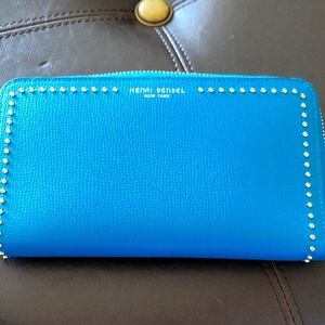 Henri Bendel Blue Studded Wallet